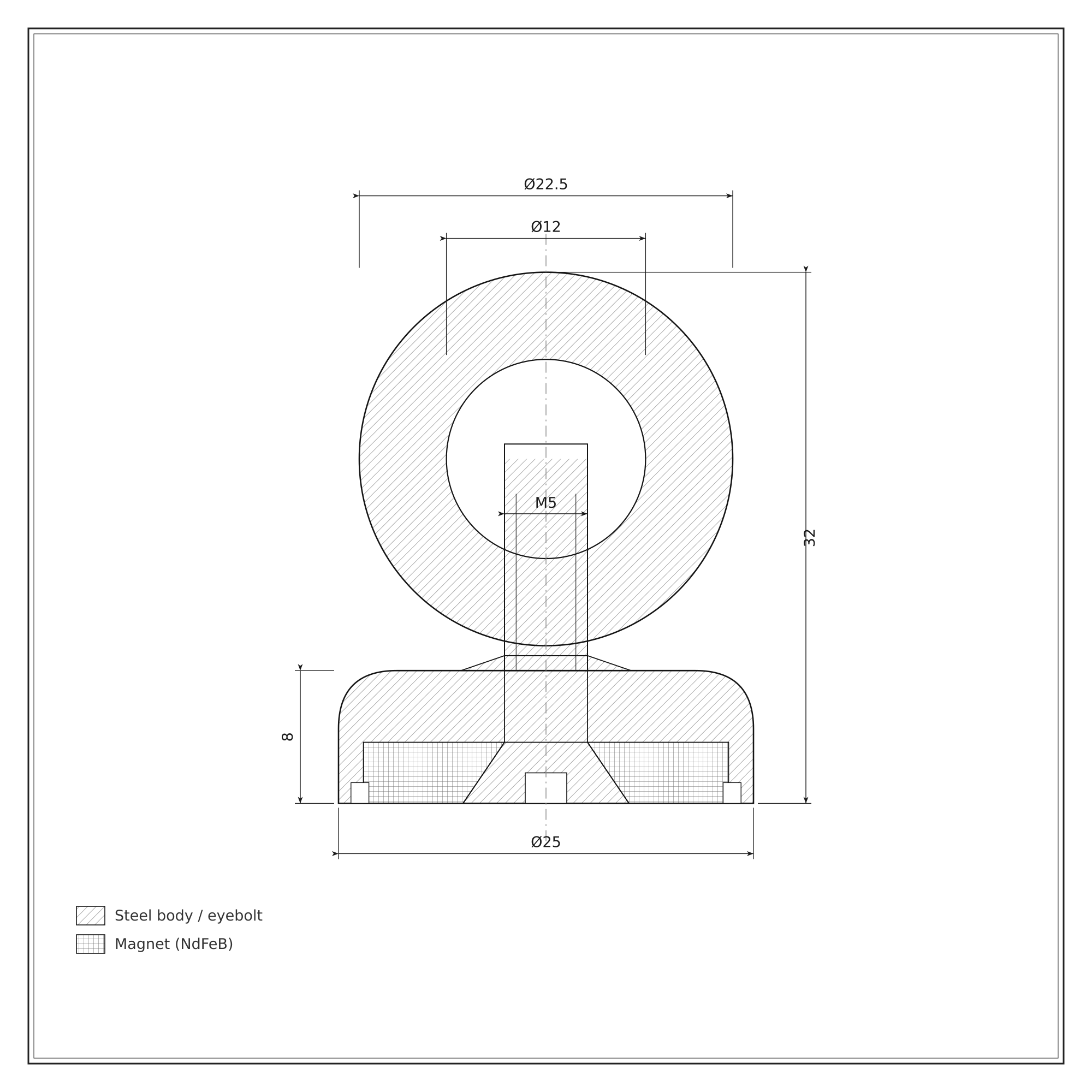 25mm Neodymium Pot Magnet (20KG Pull) - Image 2