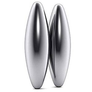 Pair of Rattlesnake magnet eggs / magnetic Zoids, polished silver ellipsoid neodymium magnets