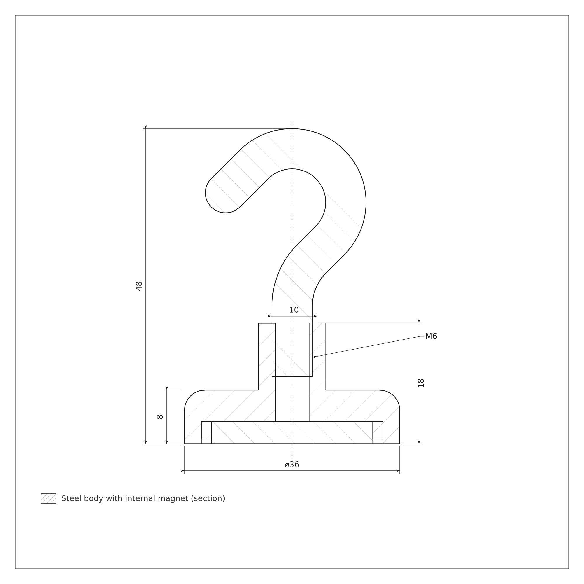 36mm Neodymium Hook Holding Magnet (50KG Pull) - Image 2