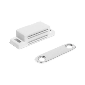 White 45mm Magnetic Catch For Cabinets and Doors. perfect for securing cabinets and doors. Ideal for kitchen cabinets, drawers, and more.