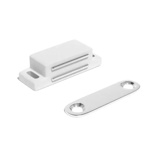 White 45mm Magnetic Catch For Cabinets and Doors. perfect for securing cabinets and doors. Ideal for kitchen cabinets, drawers, and more.