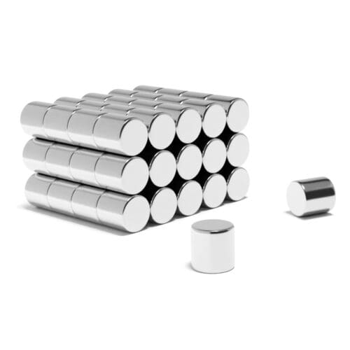 Round Circular Cylinder Rod Neodymium magnet with dimensions 12mm x 12mm, grade N52 , featuring a nickel-copper-nickel coating and an 7.32KG pull force, commonly used in DIY, crafts, furniture design, fixings, kitchen design, sale display units, scale models, lock mechanisms, science experiments, computing and many more.