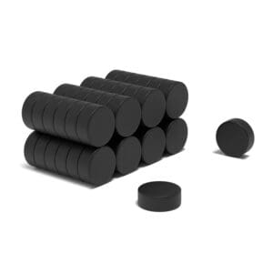 Round Circular PTFE coated Neodymium Disc magnet with dimensions 16mm x 6mm, grade N54, featuring a nickel-copper-nickel coating and an 8.65KG pull force, these magnets are ideal for automotive sensors, electric motors, renewable energy solutions, audio equipment, scientific research, DIY and Crafting.