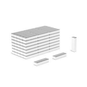 Rectangular Block Neodymium magnet with dimensions 10mm x 3mm x 2mm, grade N52, featuring a nickel-copper-nickel coating and an 0.77kg pull force, commonly used in industrial applications, electronics, and hobby projects.