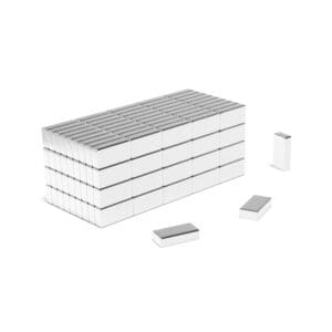 Rectangular Block Neodymium magnet with dimensions 8mm x 4mm x 2mm, grade N54, featuring a nickel-copper-nickel coating and an 0.83kg pull force, commonly used in industrial applications, electronics, and hobby projects.