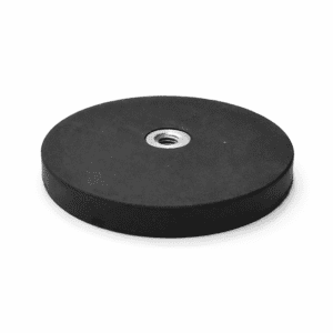 66mm x 8mm x Rubber Coated Neodymium Disc Magnet with Internal Thread (20KG Pull)